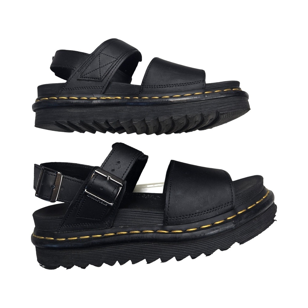 Dr. Martens Voss Black Leather Strap Platform Sandals Womens Size 8 Alt Goth Emo